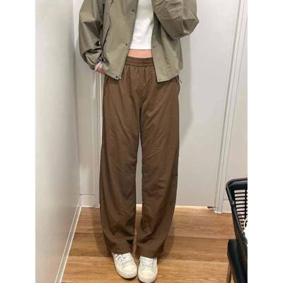 日单！女装加绒保腿暖9休YGY闲直筒裤阔裤长裤伞兵裤秋冬新款47走