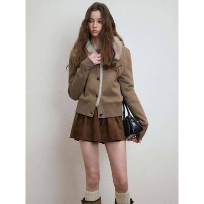 Lu保amoss 立加领卫衣上外套女绒加厚暖冬季新FSG款毛绒内里设计