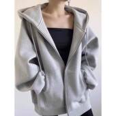 加绒 初春秋季 东即墨卫衣240807银狐绒连帽开衫 山外厚套202女5新款