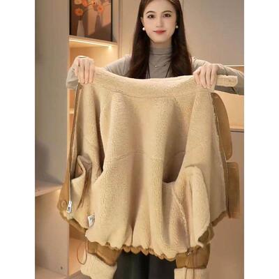 冬季新厚款加加皮毛一体短外套MQO女爆款麂皮立领绒机车服夹克绒