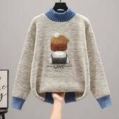 毛衣新女2025款 少女学高中初中打生大童加绒加厚中领202221内搭底