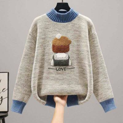 毛衣新女2025款少女学高中初中打生大童加绒加厚中领202221内搭底