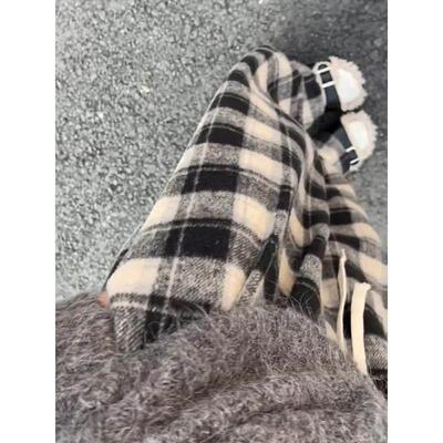 00斤大尺码胖m黑白格子卫毛呢IFR休闲m裤女冬季裤加绒加厚直筒裤3