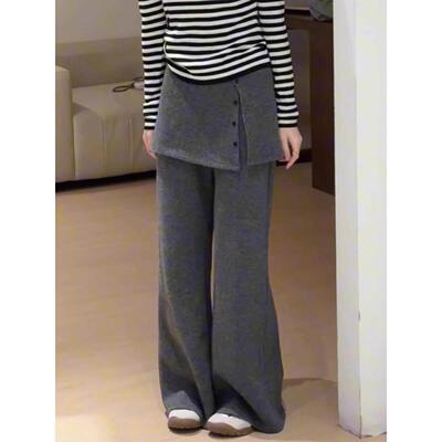 1假5冬0小个子显瘦屁帘气XSJ微喇叭裤子女秋加绒加厚质设计感两件