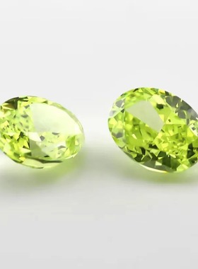 蛋形冰花切果绿色锆石 人造宝石高碳钻戒面裸石未镶嵌轻奢高级感