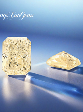 长方倒角冰花切鹅黄色锆石 人造宝石CZ高碳钻裸石 手链主石爆闪