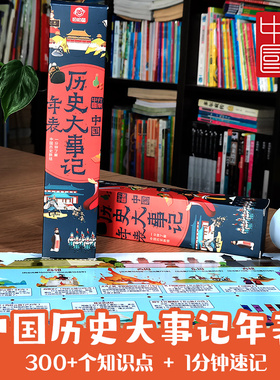 呦呦童 中国历史大事记年表 历史大事件墙贴年表历史时间轴长卷 2米超长高21cm初中历史画卷朝代顺序挂图卷轴 300+个知识点