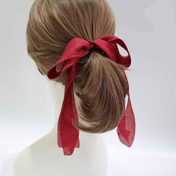 XG发绳长飘带马尾网红女法式复古