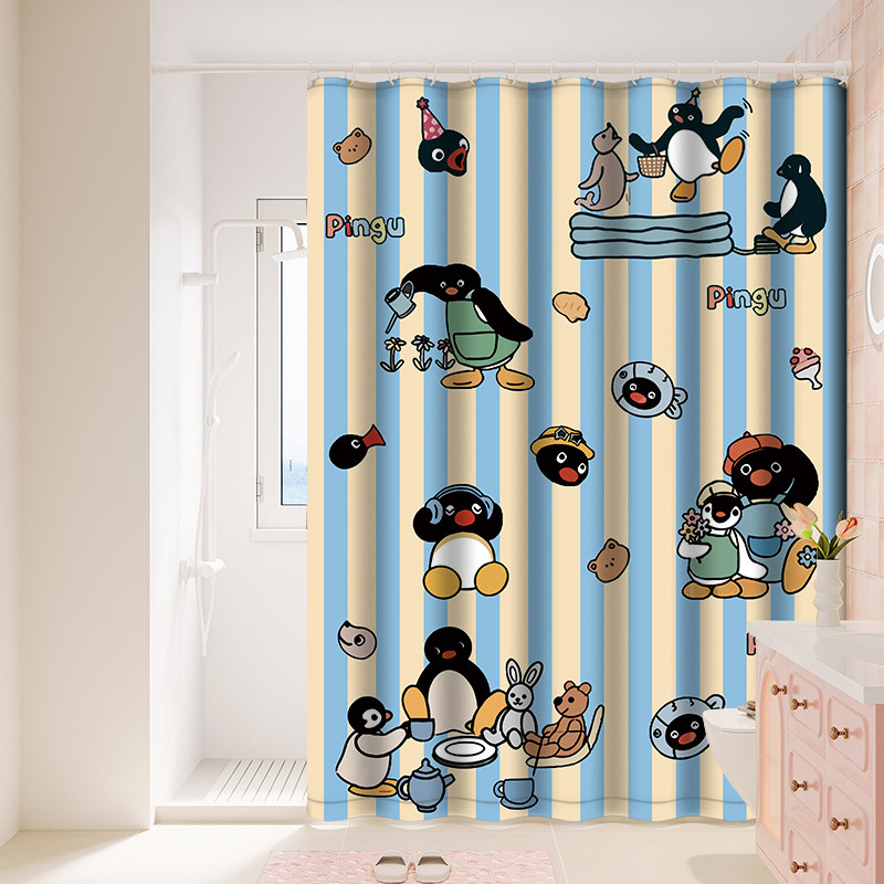 夏日企鹅浴室防水门帘免打孔卫生间速干防霉隔断帘加厚垂坠门帘,家庭/个人清洁工具,浴帘,淘宝优惠券,粉丝福利购,淘宝优惠卷