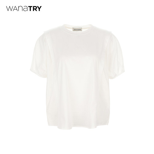 wanatry纯棉简约分割短袖上衣