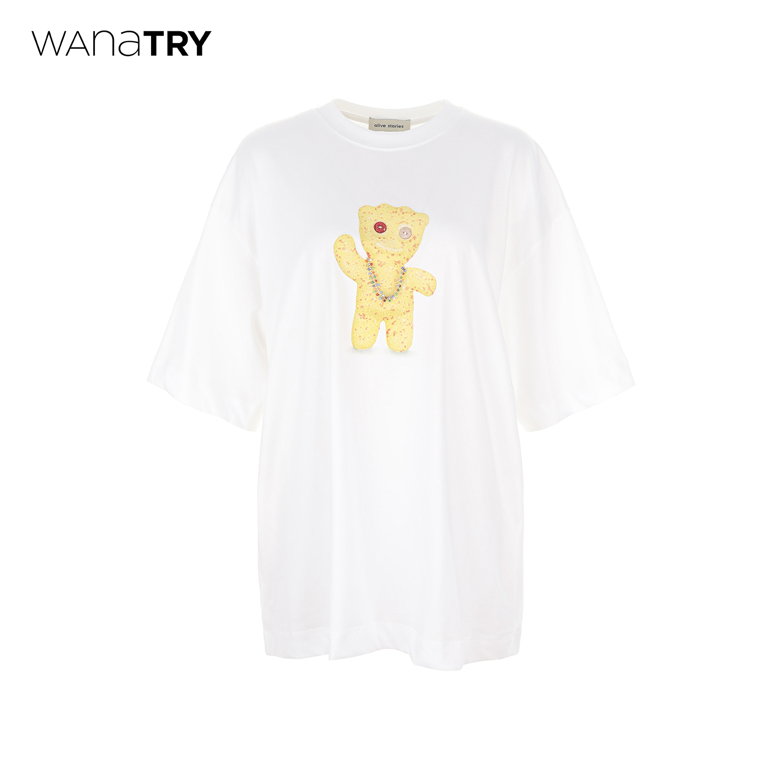 wanatry白色搞怪小鬼宽松T恤女夏