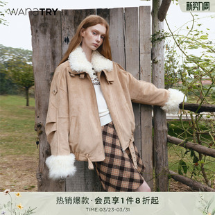 try 女款 明星同款 新款 上衣 羊毛领羽绒外套内胆可拆卸冬季 wana