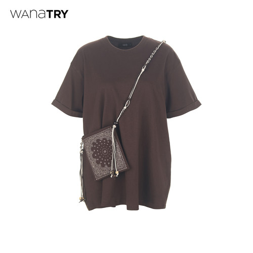 wanatry极简廓形T恤自带小挎包