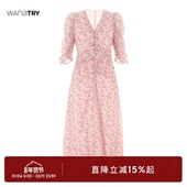 wana 碎花连衣裙 长裙子肌理感法式 try春夏新款 陶瓷粉女式
