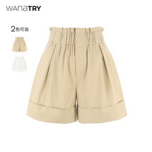高腰a字顯瘦褲 Wana 女夏夏季 子女外穿五分褲 try花苞短褲