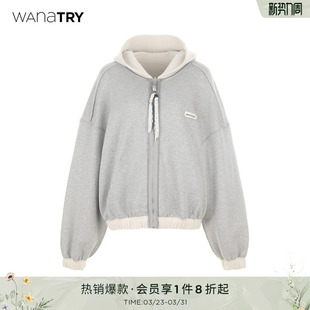上衣 新款 wana try双面穿重磅廓形灰色连帽卫衣正反两穿2025秋季