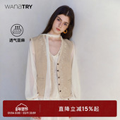 新款 try亚麻波西米亚风刺绣卡其色马甲2025春季 明星同款 wana