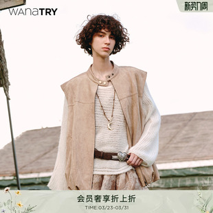 针织衫 休闲气质女款 try慵懒感针织杏白色上衣2025早秋新款 wana