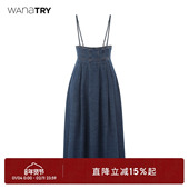 复古吊带夏季 wana try牛仔连衣裙女法式 高级感气质显瘦裙子