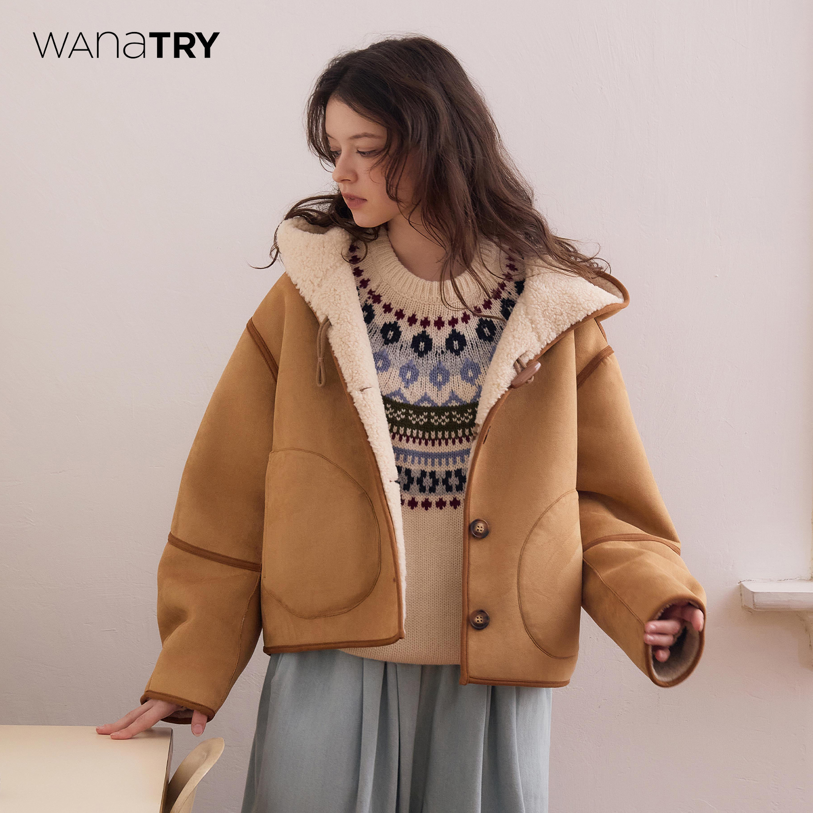 wanatry环保皮毛一体泰迪熊外套