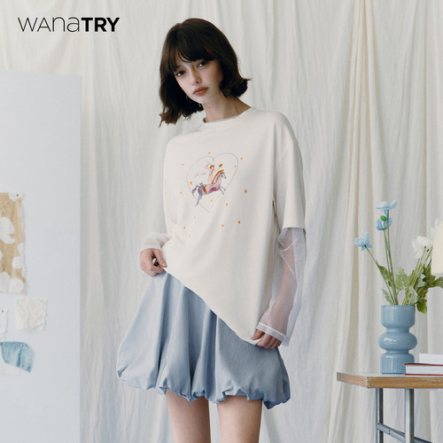 wanatry纯棉星辰之子印花T恤