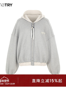 wana try双面穿重磅廓形灰色连帽卫衣正反两穿2025秋季新款上衣