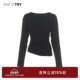 try软糯亲肤不规则斜肩黑色长袖 T恤2025秋季 新款 wana 女款 上衣