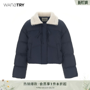 外套 新款 wana try白鸭绒羽绒服韩系学院小个子翻毛领简约百搭冬季