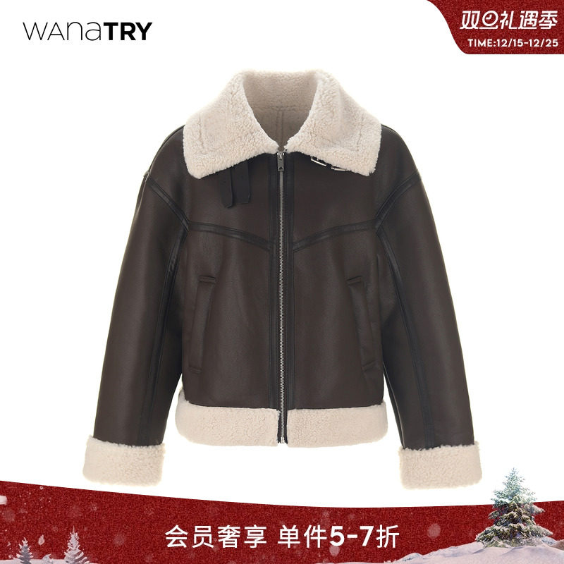 wanatry环保皮毛一体毛领厚外套