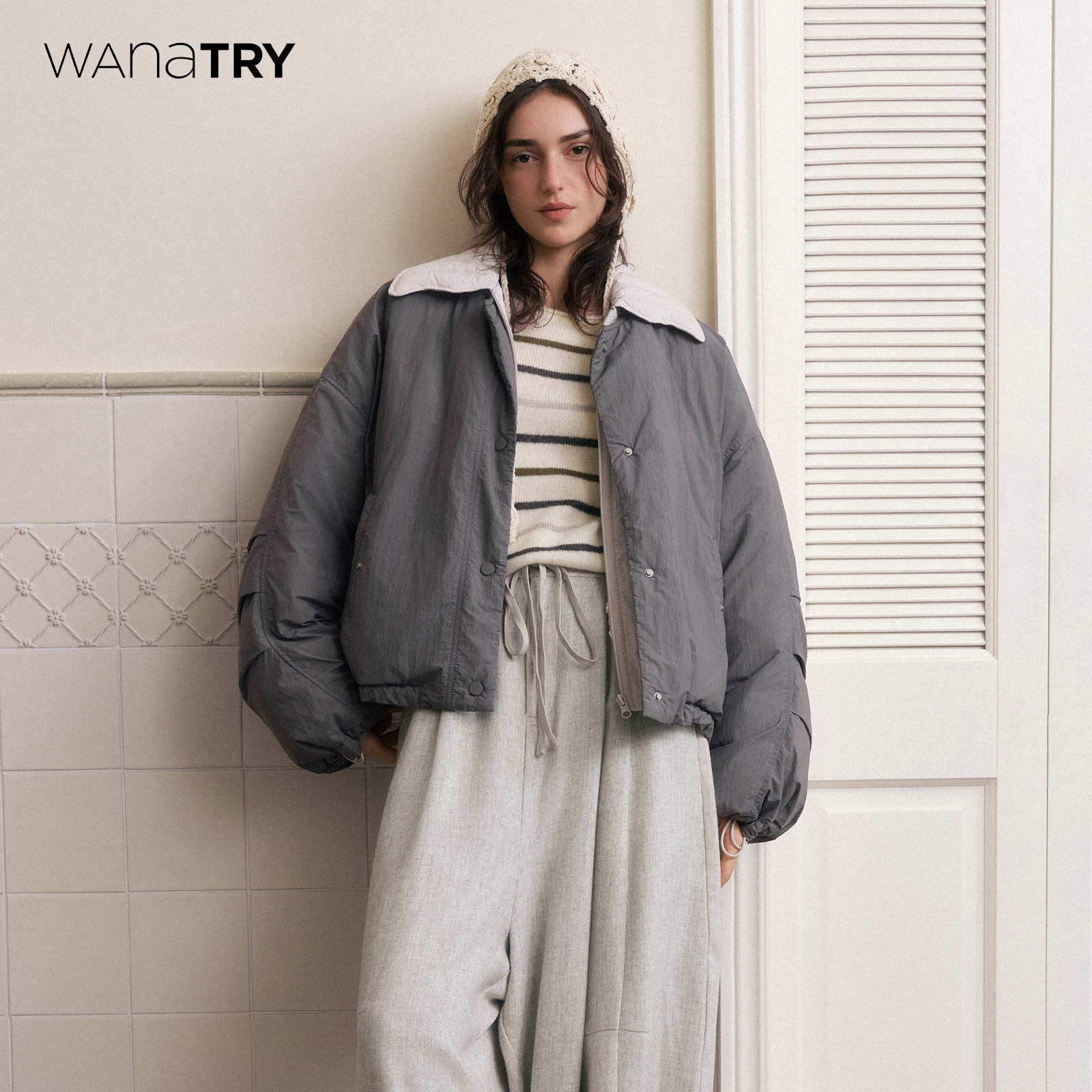 wanatry短款90绒白鸭绒羽绒服