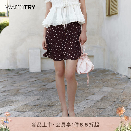 wanatry波点松紧装饰腰点彩裙