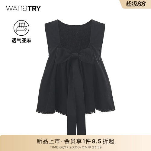 黑色蝴蝶结前后两穿亚麻娃娃衫