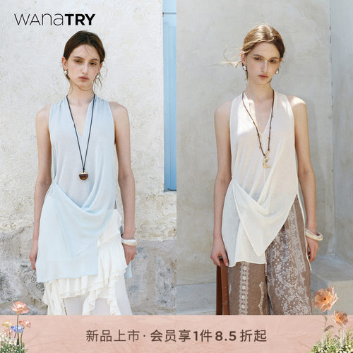 wanatryV领挂脖针织上衣