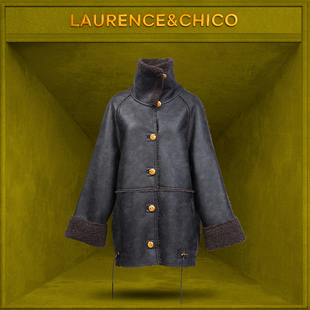 LC灵蛇扣毛绒皮草拼接外套