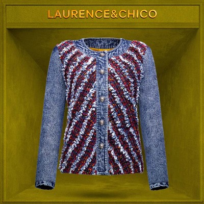 LC斜纹粗花呢拼牛仔外套