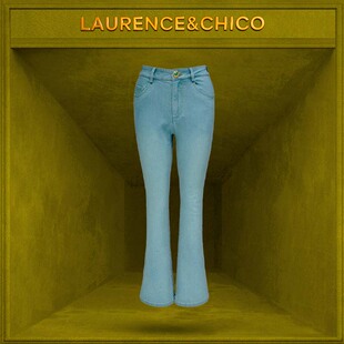 LC灵蛇扣水洗牛仔直筒裤,瓦松绿