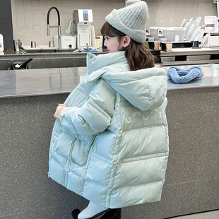 女童羽绒棉服冬装2024新款儿童洋气中大童韩版棉袄长款时髦棉衣潮