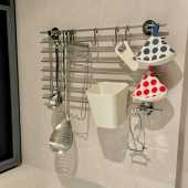 厨房挂钩免打孔挂杆锅铲勺子刀具挂架不锈钢壁挂多功能收纳置物架