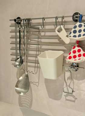 厨房挂钩免打孔挂杆锅铲勺子刀具挂架不锈钢壁挂多功能收纳置物架