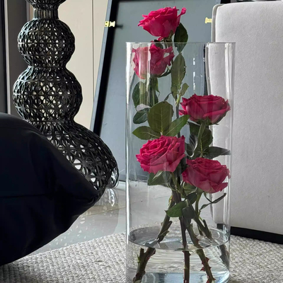 亚克力透明插花花瓶高级感办公室工位ins水养鲜花瓶情绪稳定摆件