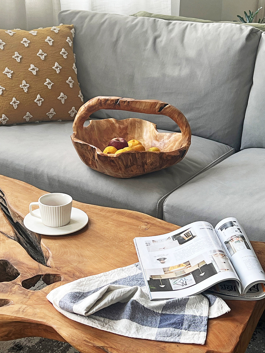 단단한 나무 수제 바구니 통나무 과일 바구니 과일 분지 통나무 과일 바구니 나무 꽃 바구니 휴대용 나무 바구니 과일 바구니