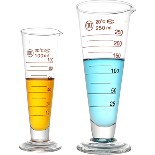 华鸥玻璃三角量杯5/10/20/25/50/100/250/500/1000/2000ml家用烘培实验用计量带刻度锥形量杯