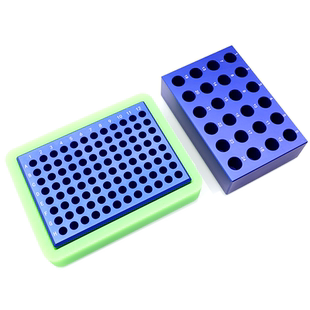 【包邮】汇达PCR铝制冰盒低温配液恒温模块金属离心管架恒温盘0.2/1.5/2ml24/96孔生物实验室用塑料冷冻模块