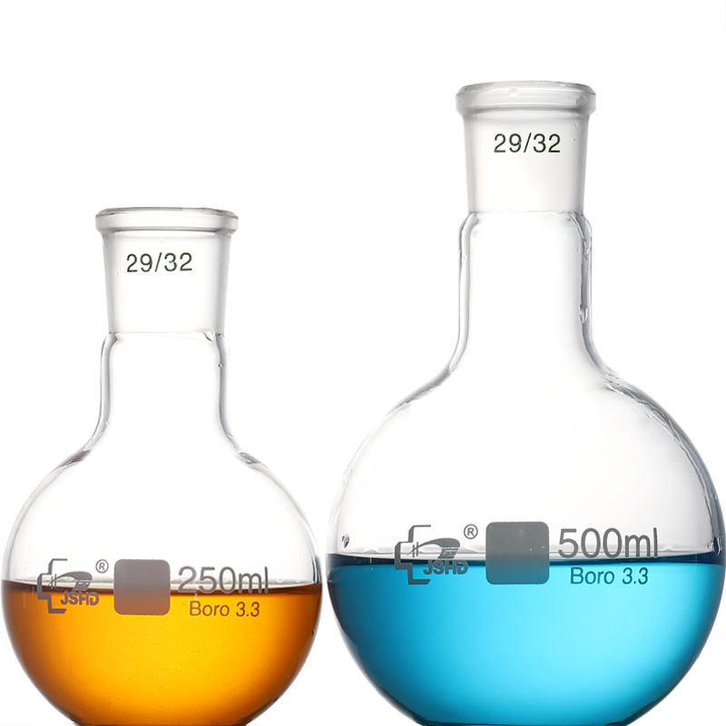JSHD汇达 单口平底烧瓶标口实验室用圆形反应瓶25/50/100/150/250 500 1000 2000ml耐高温磨砂口蒸馏烧瓶