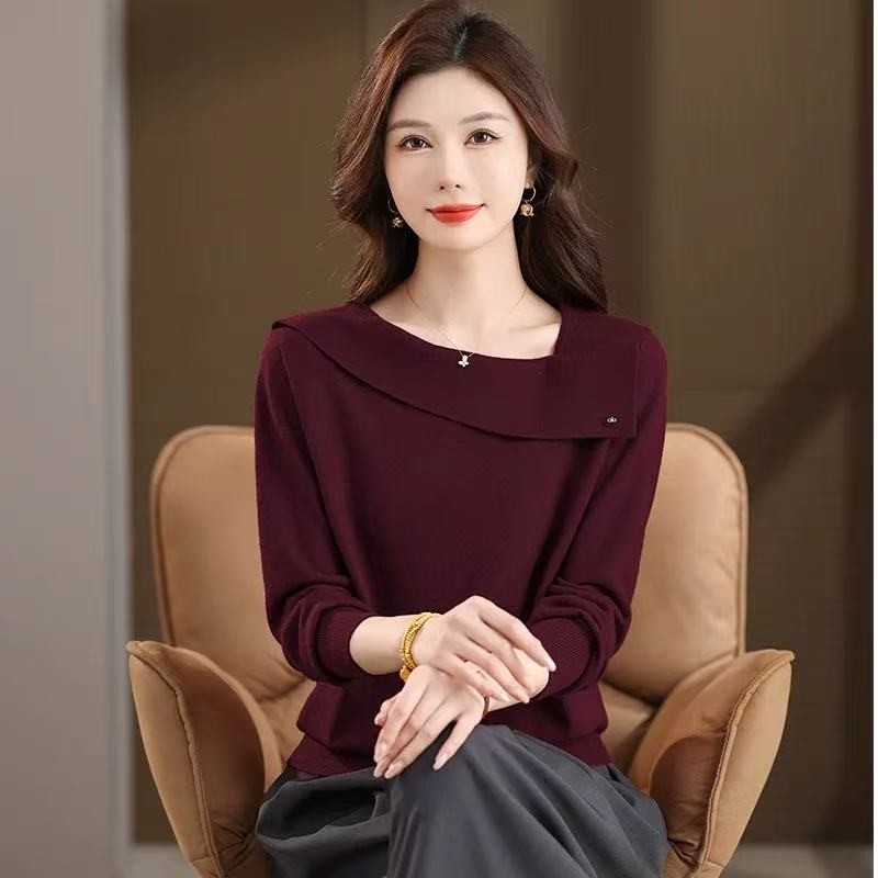 【爆米花专享】红色气质上衣针织衫轻奢高级感洋气时髦打底衫6319