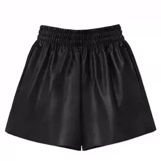 【爆米花专享】蛋白皮短裤时尚休闲百搭皮裤1366