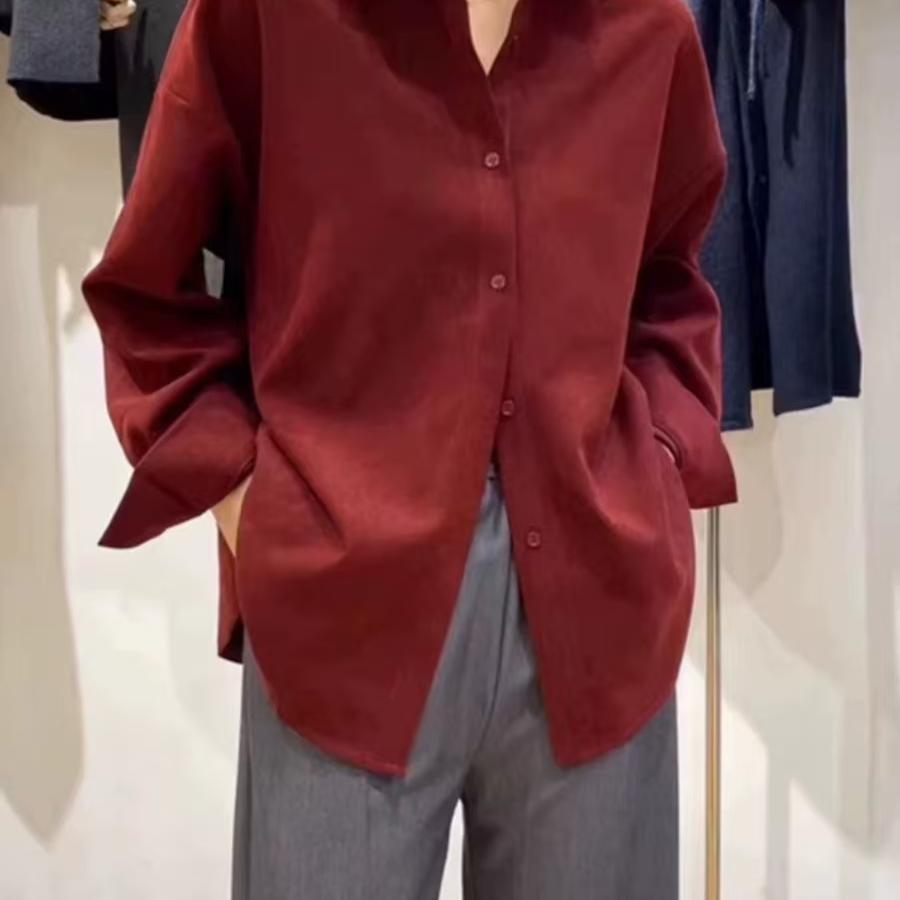 【甜甜圈专享】高品质秋冬厚款宽松衬衣女鹿皮绒衬衫k1081#