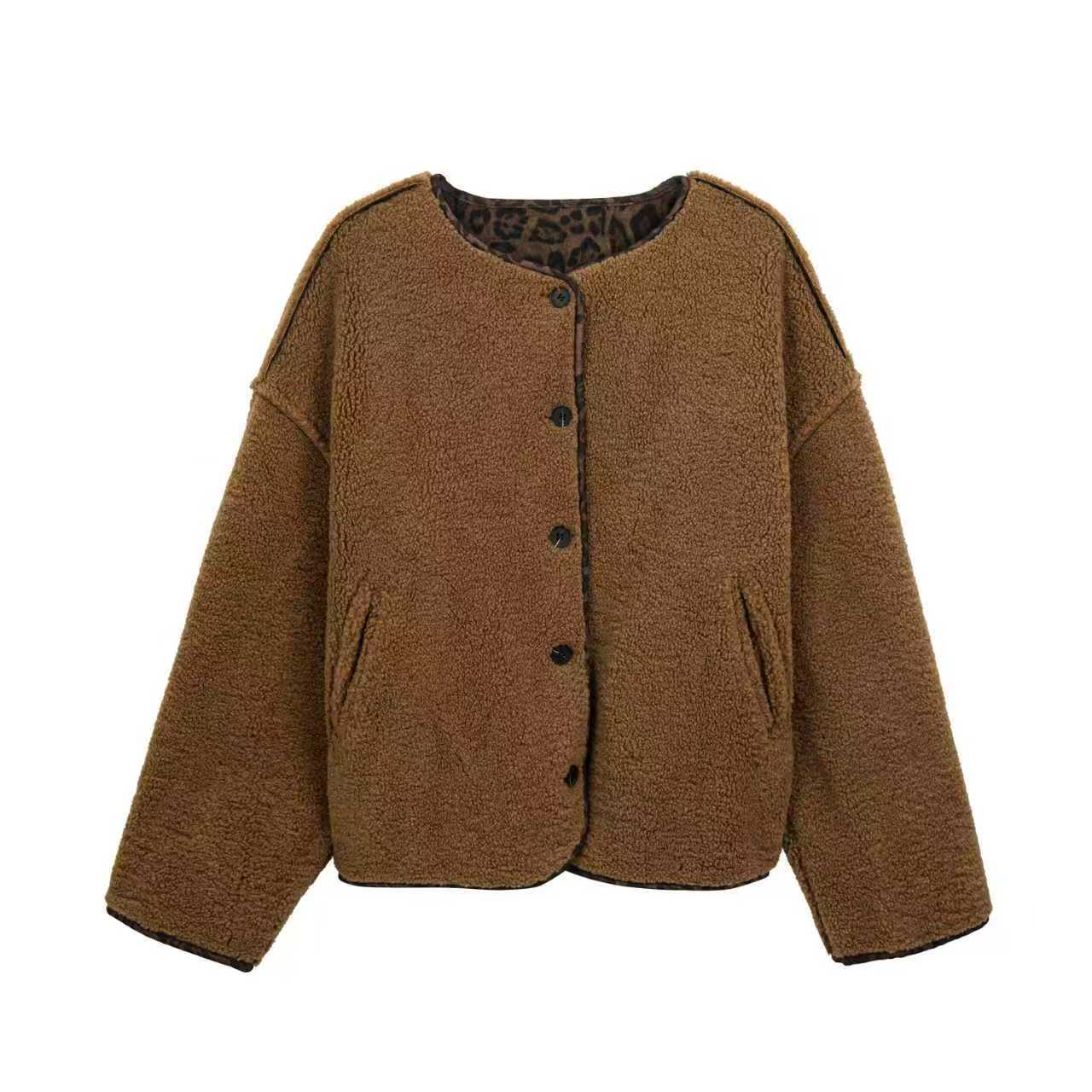 【甜甜圈专享】一体加绒外套女秋冬季气质宽松百搭夹克6521#