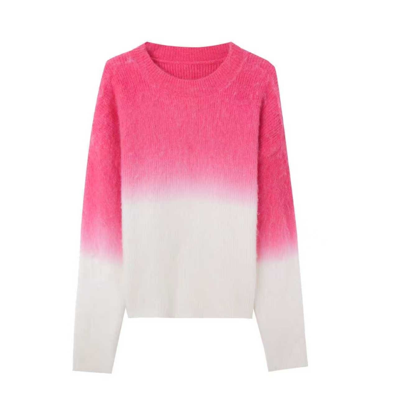 【爆米花专享】渐变色水貂毛毛衣女秋冬高级感打底针织衫上衣2511