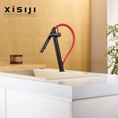 意大利全铜黑红色抽拉洗菜盆洗碗池龙头水槽万向旋转龙头家用